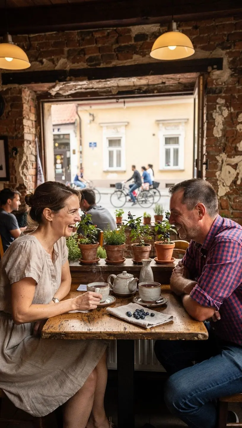 A természetes összetevők ábrázolása, beleértve az áfonyát és a gyógynövényeket.
